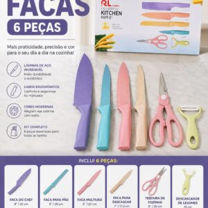 KIT FACAS COLORIDO 6 peças