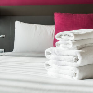towel on bed