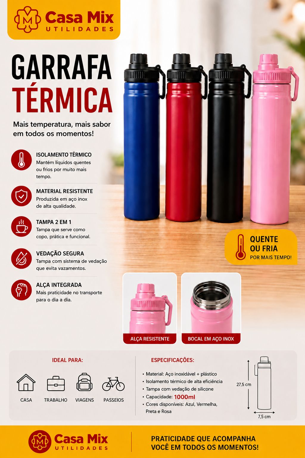 Garrafa Térmica Premium 1000ml