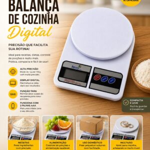 Balança de Cozinha Digital 10kg