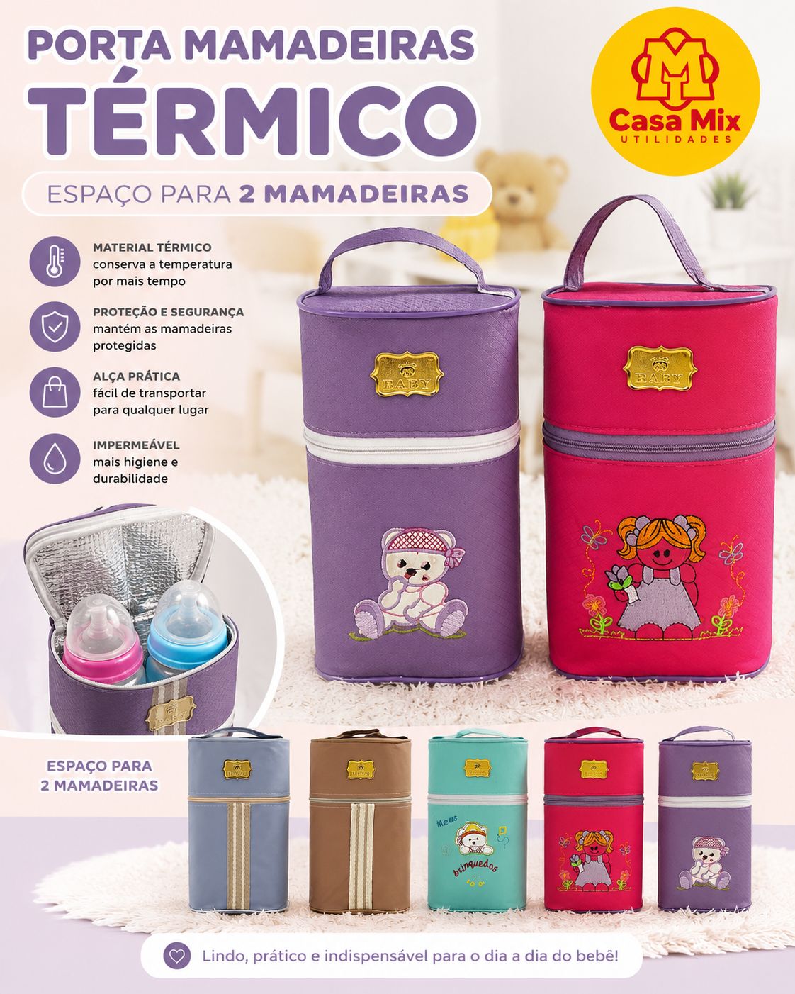 Porta Mamadeiras Térmico Duplo