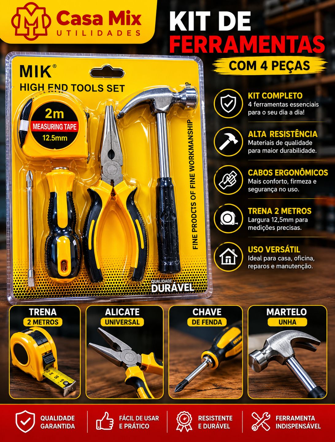 Kit de Ferramentas 4 Peças
