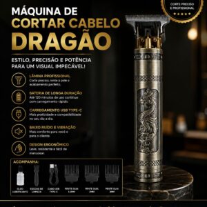 Máquina de Cortar Cabelo Dragão Profissional