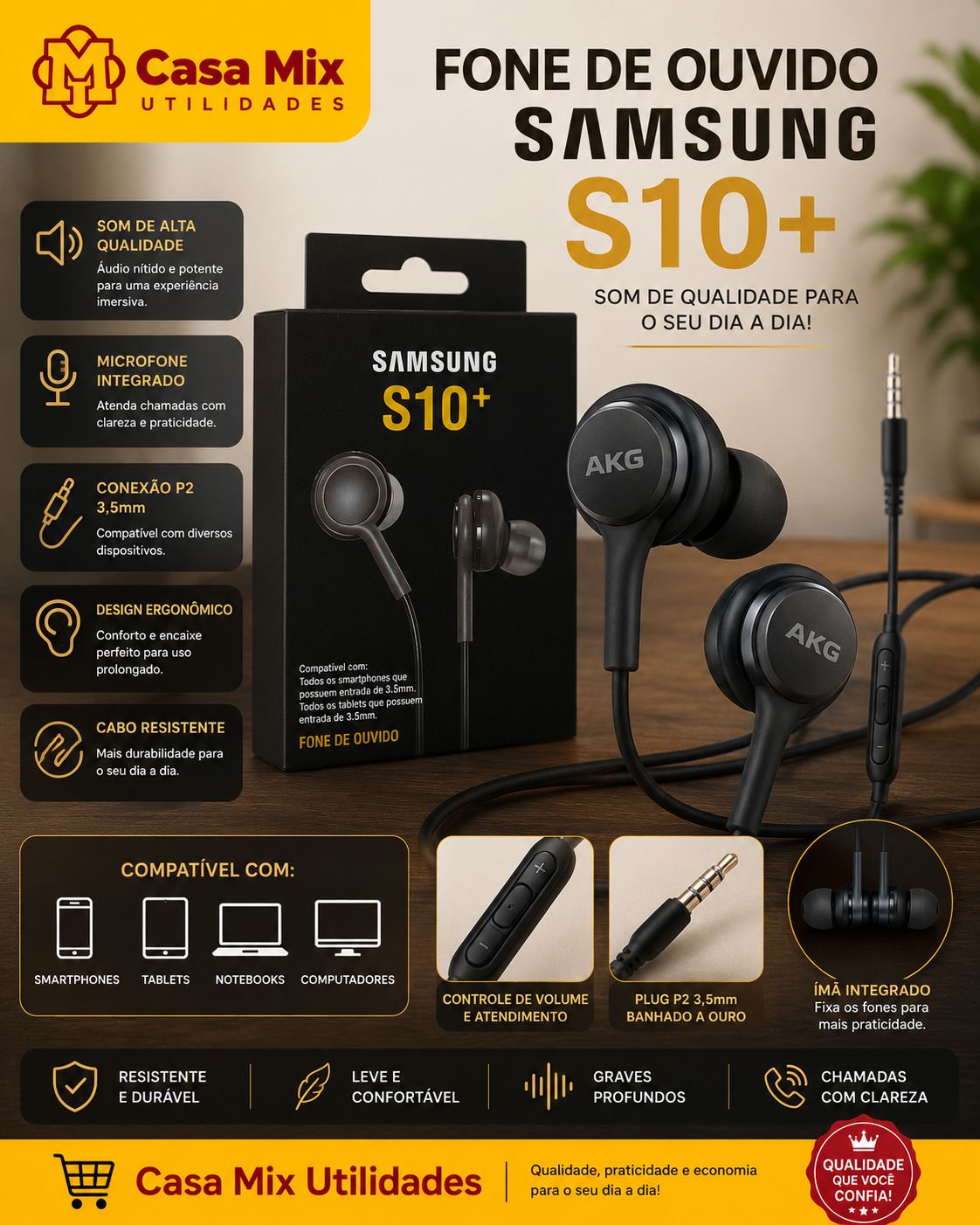 Fone de Ouvido Samsung S10+