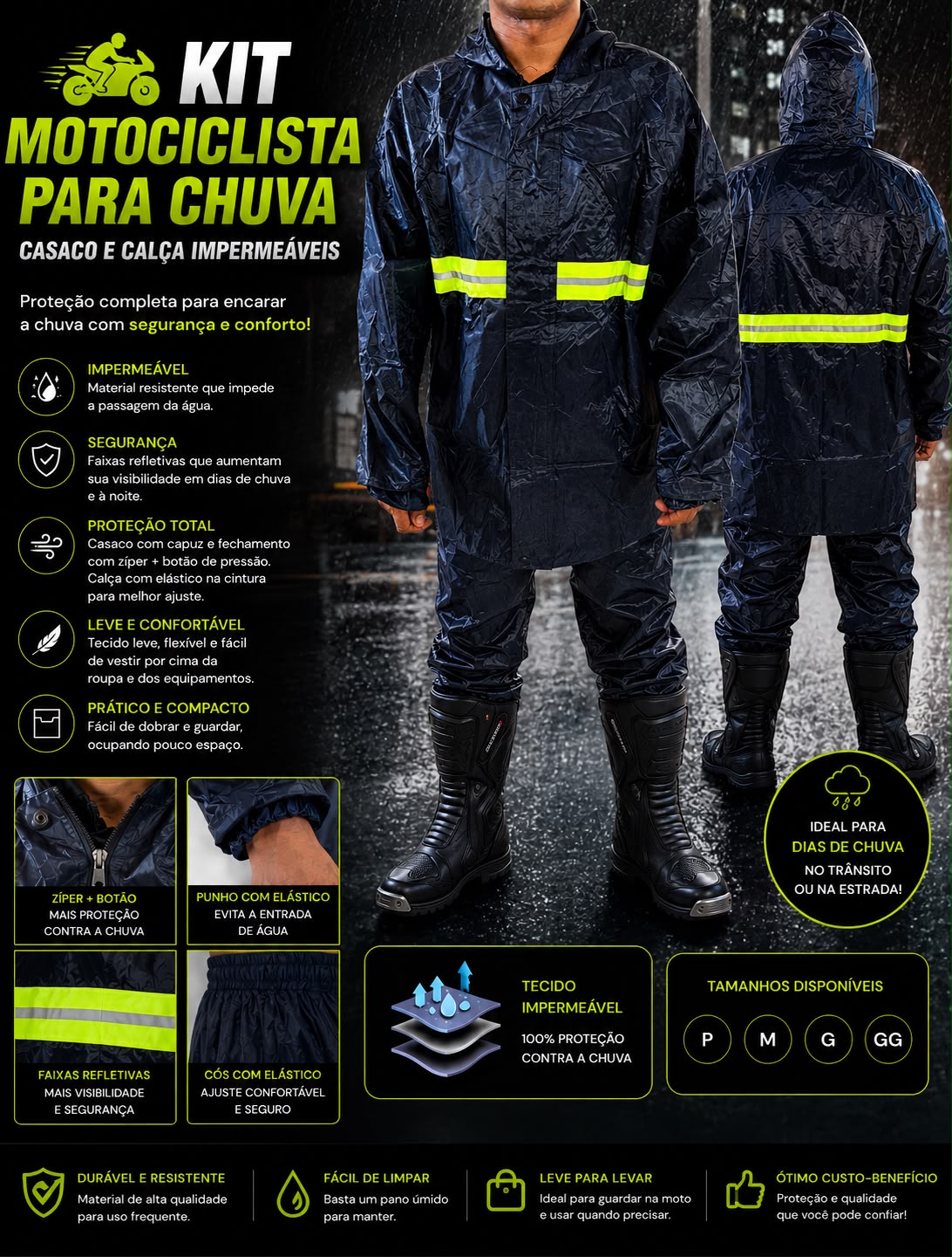 KIT MOTOCICLISTA PARA CHUVA
