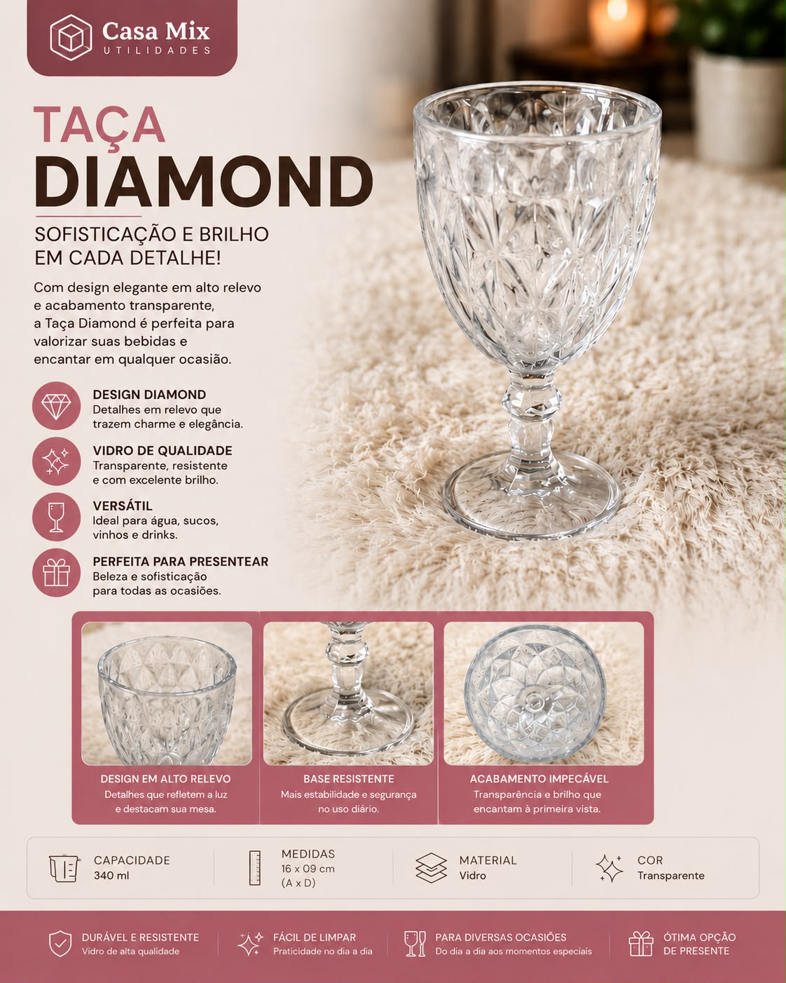 TAÇA DIAMOND 340ML