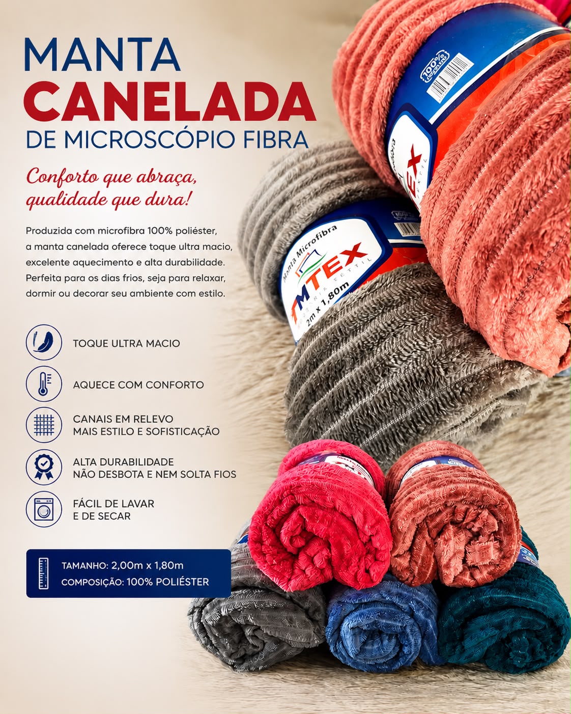 Manta Canelada de Microfibra Premium