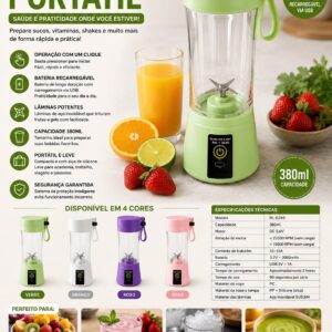 Mini Liquidificador Portátil Recarregável 380ml