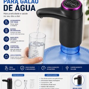 Bomba Elétrica para Galão de Água Recarregável