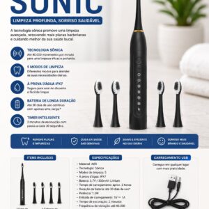 Escova Elétrica Sonic Recarregável