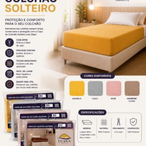 CAPA DE COLCHÃO SOLTEIRO COM ZÍPER