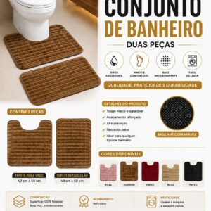 Conjunto de Banheiro 2 Peças Super Macio Antiderrapante