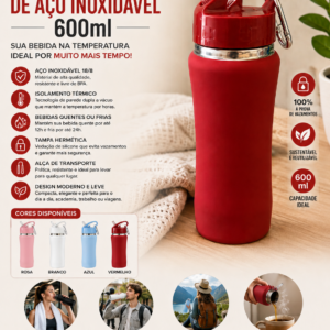 Garrafa Térmica de Aço Inoxidável 600ml
